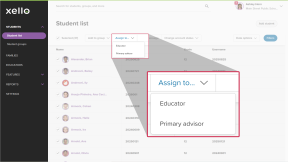 An educator profile in Xello. The Students section is highlighted. The Select a role dropdown is open with the option to assign to Educator or Primary advisor.